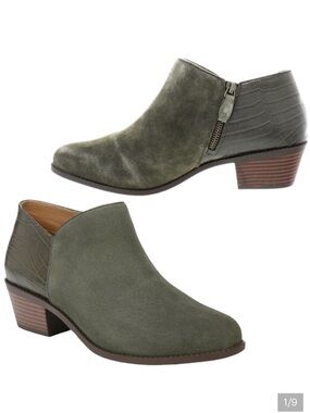 Vionic Marissa suede & croc embossed orthotic ankle boots